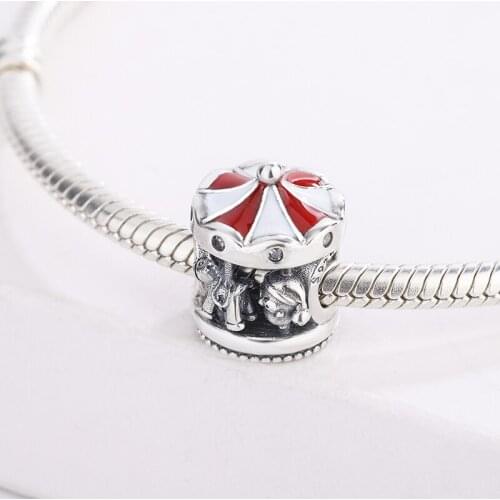 925 Sterling Silver Fashion New Christmas Gift Carousel Pendant Charm Bracelet DIY Jewelry Making For Pandora Accessories