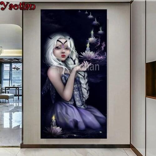 DIY Diamond Embroidery Sad princess and lotus candle New Arrival Full Kits Mosaic Diamond Painting Rhinestones Art Large size