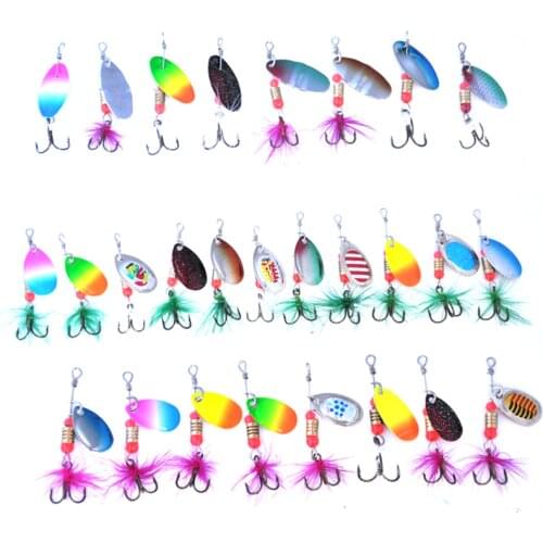CIBO 1PCS Spoon Bait Fishing Spinner Lures Metal Sequins Spoons Sets Artificial Hard Trout Treble Tackle