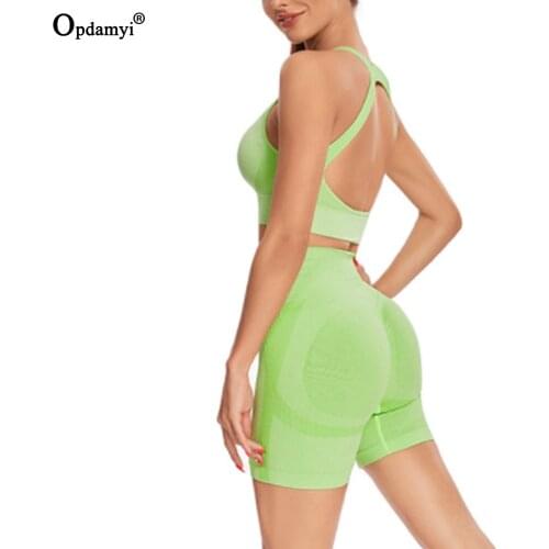 2Piece Seamless Yoga Set Women Gym Clothing Workout Set High Waist Shorts+Sport Bras Outfit Yoga Wear Athletic Fitness Suit 2021