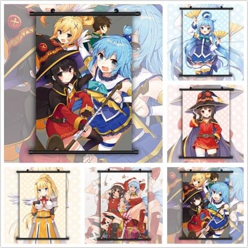 KonoSuba Aqua Darkness Megumin Anime Manga HD Print Wall Poster Scroll