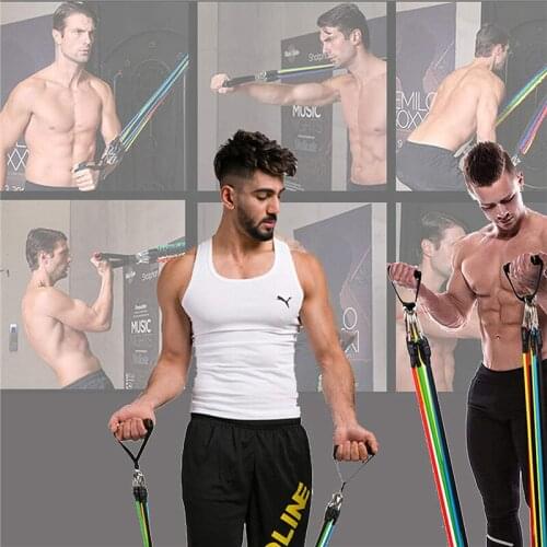 11Pcs/Set Latex Resistance Bands Gym Door Anchor Ankle Straps With Bag Kit Set Yoga Exercise Fitness Band Rubber Loop Tube Bands