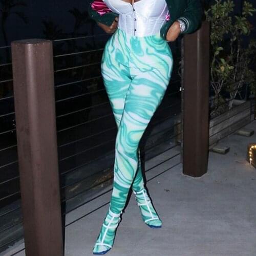 Nibber Summer Stretch Slim-fit Basic Pants For Womens Printed Casual Breathable Tight Trousers Street Sportswear Female 2021