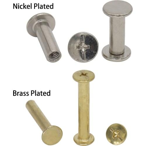 M5*6/8/10/12/15/18/20/25 Brass Nickel Plated Steel Photo Album Nail Snap Rivet Book Butt Binding Assembly Bolt Chicago Screw