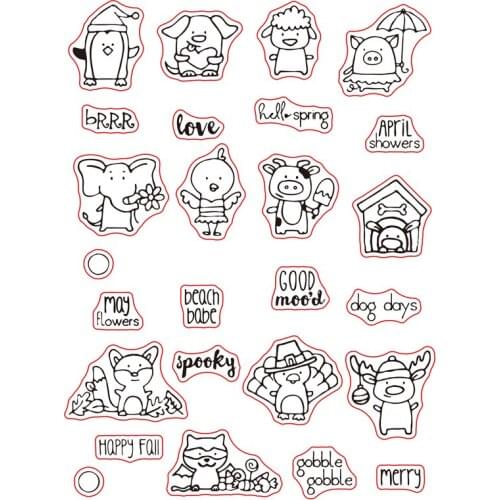 Lovely Little Animals Clear Stamps Seal for Scrapbooking Decorative Cards Making Paper Crafts Supplies Transparent Stamps 6*8