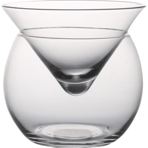 Molecular Mixology Interlayer Triangle Cocktail Iced Crystal Wine Glass Cone Martini Globular Set Bartender Special Drinking Cup
