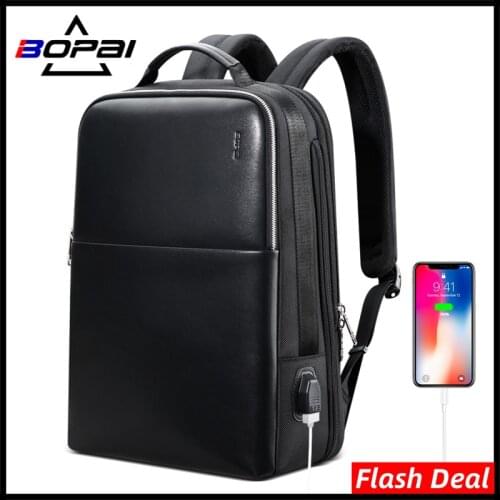 BOPAI 2021 New Backpack Mens 15.6 inch Laptop Business Notebook Mochila Waterproof USB Charging Bag Travel Outdoor Male Backpack