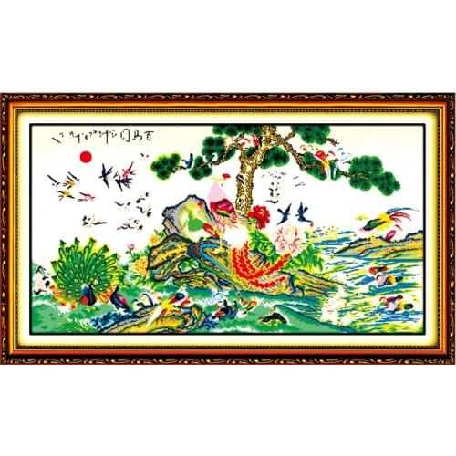 Joy sunday Hunderds birds picture Animal Series 11CT14CT DIY cross stitch Home Decor Needlework counted crafts cross stitch kit