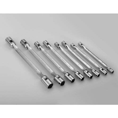 Metric Double 12 Point PT Swivel Head Flexible Socket Wrenches Set Spanner CRV Steel Hand Tools for Car Repair