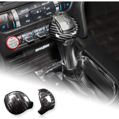 Airspeed Interior Gear Shift Knob Cover Sticker for Ford Mustang Accessories 2015-2019, Carbon Fiber