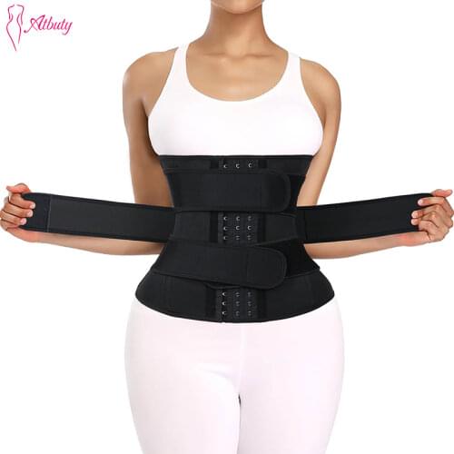 Atbuty Neoprene Sauna Waist Trainer Corsets Weight Loss Compression Tummer Trimmer Workout Fitness with 3 Waist Belts