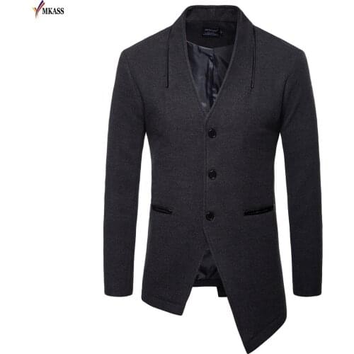 2018 New Mens Autumn Trench Coats Fashion Casual Classic Men Blazers Woolen Coat Fit Turn-down Collar Jackets Coats For Male