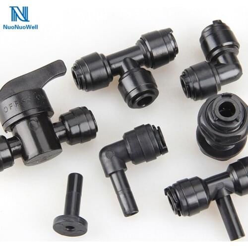 NuoNuoWell 1/4'' Pipe Tee Elbow Quick Connector End Cap Bulkhead Adaptor Aquarium Fittings Top Joints Anti-shedding