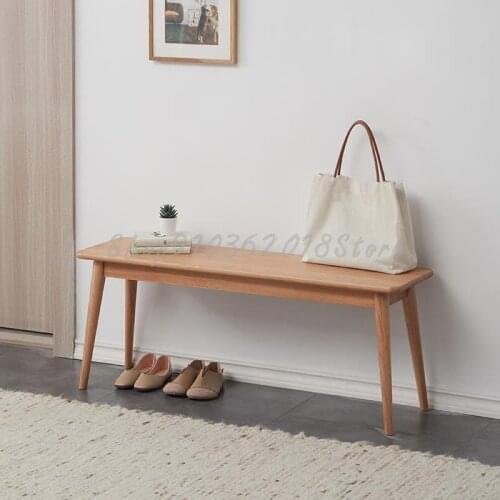 Japanese style solid wood dining stool Nordic style simple cherry wood long stool white oak shoe changing stool