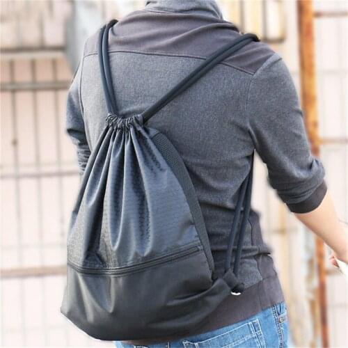 Outdoor Women Men Oxford Cloth Black Ultralight Backpack Football Basketball Bag String Drawstring Hunting Hiking Gym Sport Bags