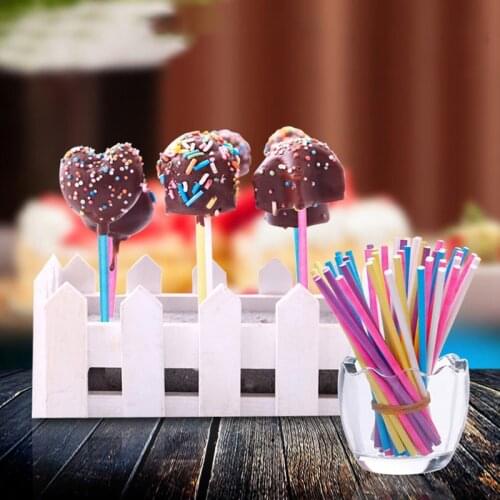 100Pcs/Lot Paper Lollipop Sticks Candy Colorful For Cake Pops Candy Popcake Stick 10*3.5cm Home Baking Supplies Paste Tool