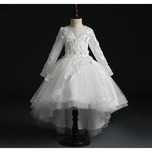 Baby Girls Dress Infant Party Toddler Birthday Gown Beaded Appliques Long Sleeve Newborn Baptism Frocks Christening Dresses