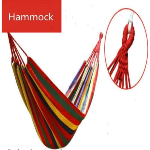 Portable Hammock Outdoor Hammock Garden Sports Home Travel Camping Swing Canvas Stripe Hang Bed Hammock Red, Blue 190 x 80cm