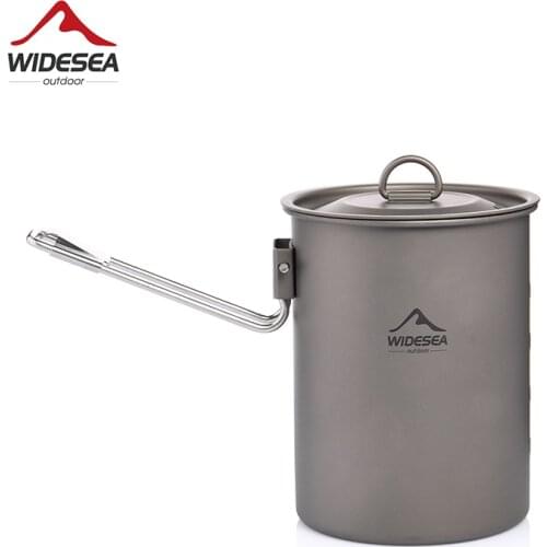 Widesea Camping Cookware Titanium Tableware Outdoor Cooking Tourist Pot Kitchen Picnic Hiking Trekking Utensils Backpack