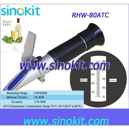 Free Shipping Wine 0-80%WW Hand Refractometer - RHW-80ATC
