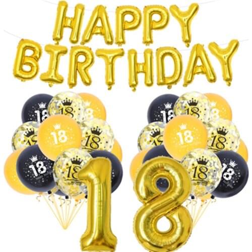 1set 18 21 30 40 50 60 Years Old Happy Birthday Decoration Balloons 32inch Gold Number Balloon Adult Birthday Anniversary Decor