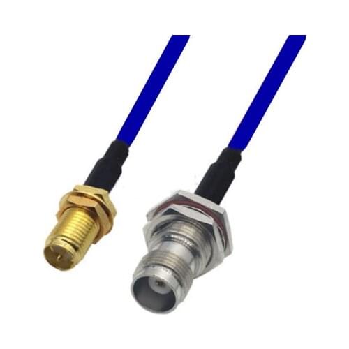 Blue Soft RG142 Double Shielded RP-SMA Female to TNC Female Bulkhead Connector RF Coaxial WIFI Antenna Coax Low Loss Cable 50ohm