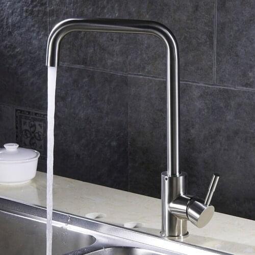 Stainless Steel Modern Kitchen Sink Faucet Single Handle Rotatable Tall Spout Wash Basin Mixer Taps YC-CF2838Kitchen Faucets