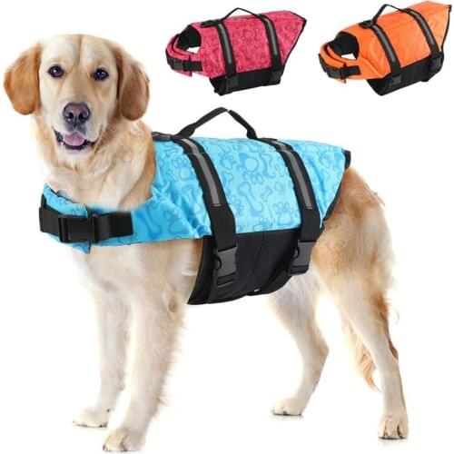 Dog Life Vest Adjustable Reflective Clothes For Large Small Dog Life Jacket With Rescue Handle Safety Swim Suit Clothes For Dogs