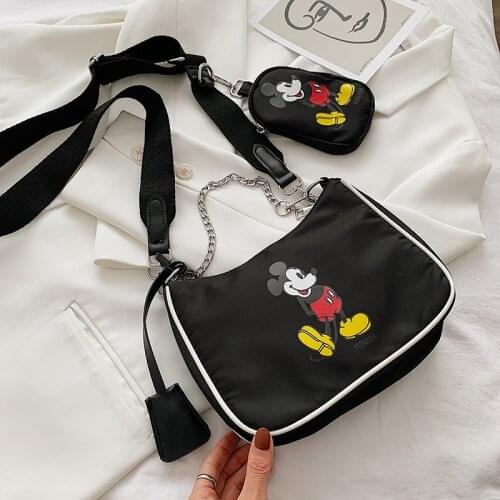 2pcs Disney girl canves messenger bag coin bag cartoon Mickey women shoulder bag new handbag shopping bag chest bag purse