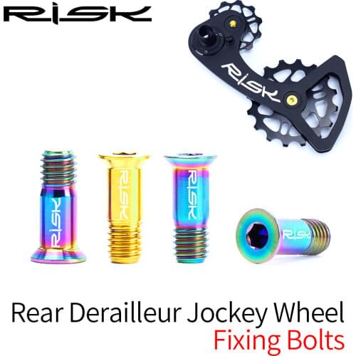 RISK Titanium Bolt Jockey Wheel Bolt Parts MTB Bike Shifter Guide Roller Bolt Scre 2PCS M5*14.2mm Bicycle Rear Derailleur Bolt