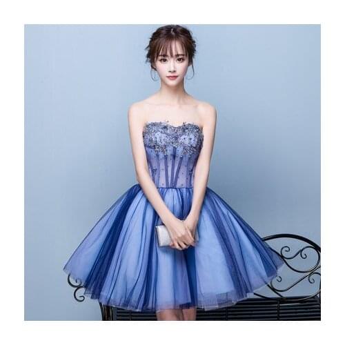 Evening Dress 2020 New Banquet Noble and Elegant Sexy Tube Top Evening Dress Bridesmaid Dress Royal Blue Dress Formal Dress