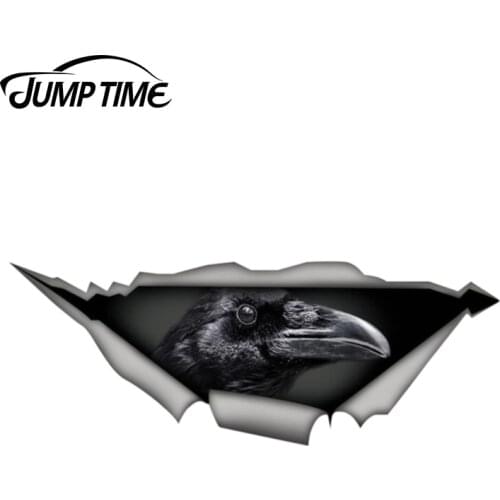 Jump Time 13cm x 4.8cm Crow black bird Sticker Torn Metal Decal Wild Animal Funny Car Stickers Window Bumper 3D Car Styling