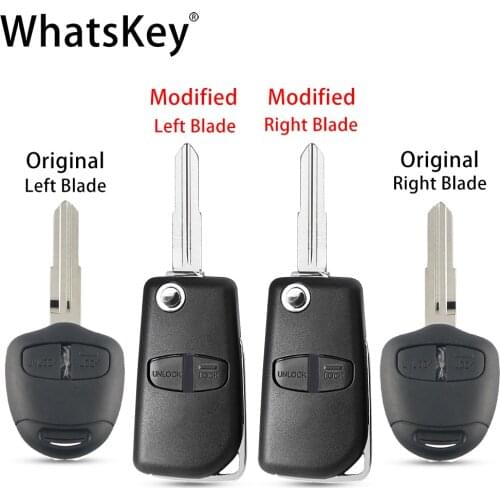 WhatsKey 2 Button Modified Flip Key Case Shell Replacement For Mitsubishi ASX Outlander Grandis Pajero V73 V79 LANCER-EX blade