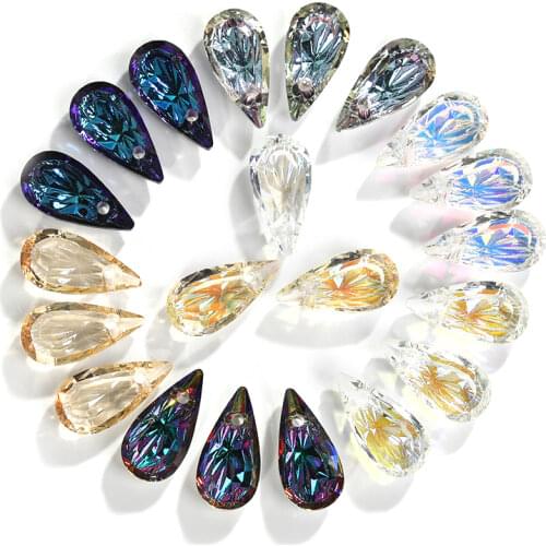 XiChuan 5PCS K9 Drop Flatback Rhinestones l Accessories Craft Glass Crystal With Holes NecklaceEarring Rhinestone Crafts