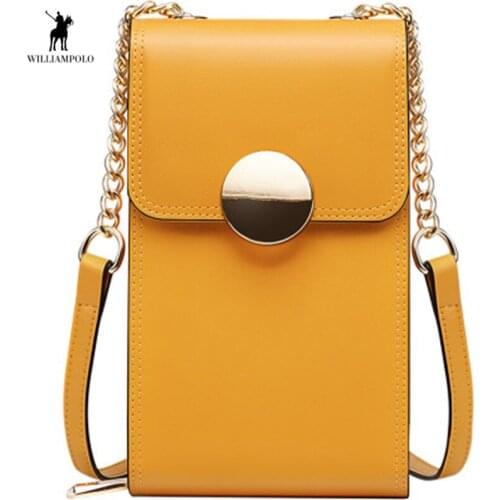 WILLIAMPOLO Womens mobile phone bag messenger small square bag 2020 new fashion mobile wallet Women shoulder bag women bag sac
