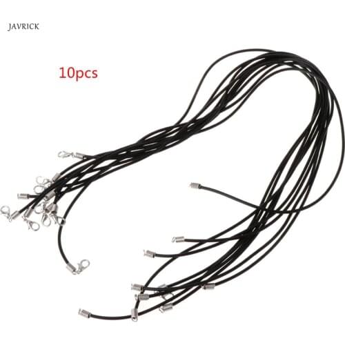 10pcs DIY Necklace Rope Cord Rubber Black Jewelry Making With Lobster Clasp Gift Fashion Jewelry Accessory