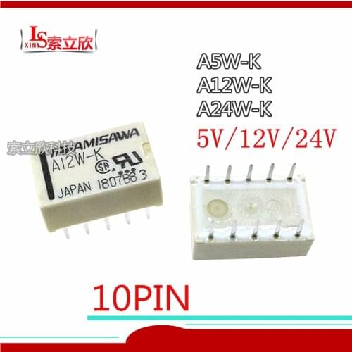10pieces/lot 100%Original New Signal Relay A5W-K 5VDC A12W-K 12VDC A24W-K A24W-K A24W K 5V 12V 24V 10PINS 1A