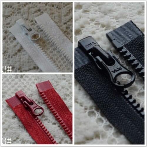 10pcs/lot Ykk Zipper Plastic Resin Single Open end Black Red White 30-100cm Coat Jacket Tailor Sewing Accessories