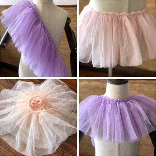 2Meters Tulle Ruffled Lace Trim Pleated Skin Pink Collar Cuffs Trimming Ribbon Wedding Dress Sewing Supplies 15cm Width