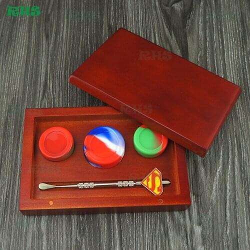2017 new product 17 ml bho silicone container storage container siliocne container wooden kit free shipping