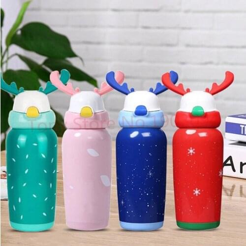 25pcsCreative Elk Vacuum Water Bottle 500ml Stainless Steel Water Bottle DIY Christmas Decoration Water Bottle Sport 5 Colors