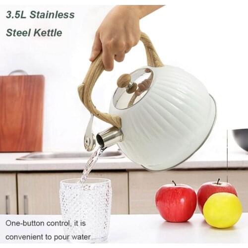 3.5L Kettle White Stainless Steel Whistling Coffee Teapot Convenient Kettle With Handle Home Restaurant Supplies Cold Kettle