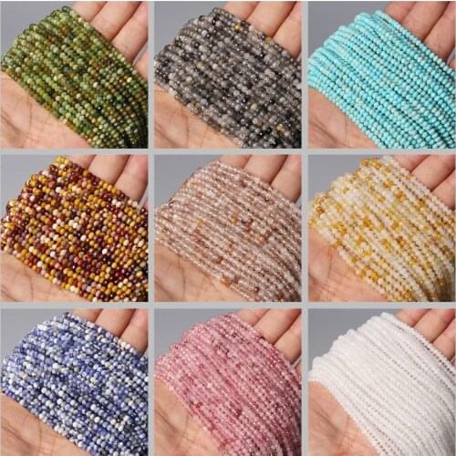 3x4MM Shinny Natural Faceted Roundle Quartz Agates Stone Beads Loose Spacer Small Beads For Diy Bracelet Jewelry Making 15 Inch