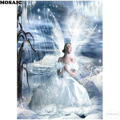 Mosaic Full Square Diamond Embroidery snow Fairy,5D diy Diamond Painting Cross Stitch Mosaic Butterfly Queen Home Decor Art