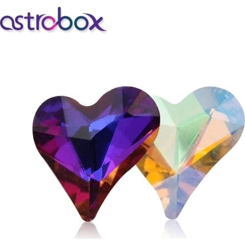 Astrobox Crooked Heart Glitter Glass Rhinestones Crafts Strass Applique Gue On Crystal Motif Scarf Decorative Jewelry Making