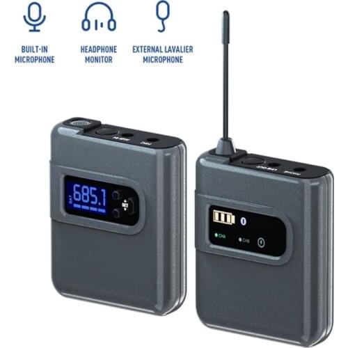 UHF Wireless Lavalier microphone System Transmission Handhold Headset Mic Built-in Mic Volume Adjustment Type-c Ports