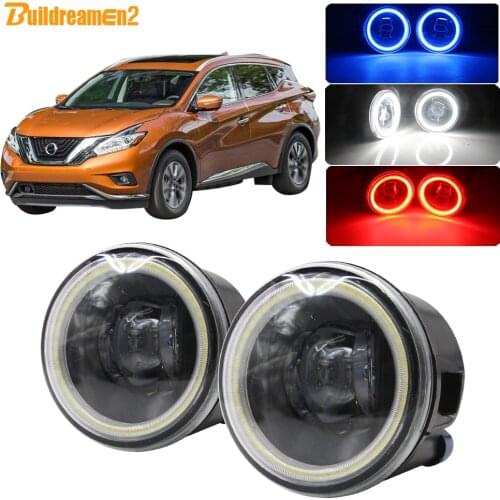 Buildreamen2 Car H11 4000LM LED Bulb Fog Light Kit Lens Angel Eye DRL Daytime Running Light 12V For Nissan Murano Z51 2007-2014