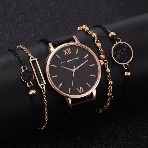 Women Watches Top Brand Luxury Fashion Leather Watch With 4 Bracelets Ladies Quartz WristWatch Dress Female Clock Zegarek Damski