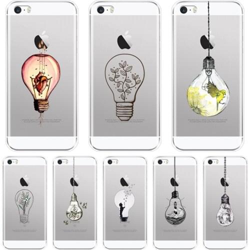 Art Flower light Fish Heart Bird Boy Wave Back Cover For iPhone 5 S 5C 5S SE Soft Silicone Phone Case For Apple iPhone 4 S 4S