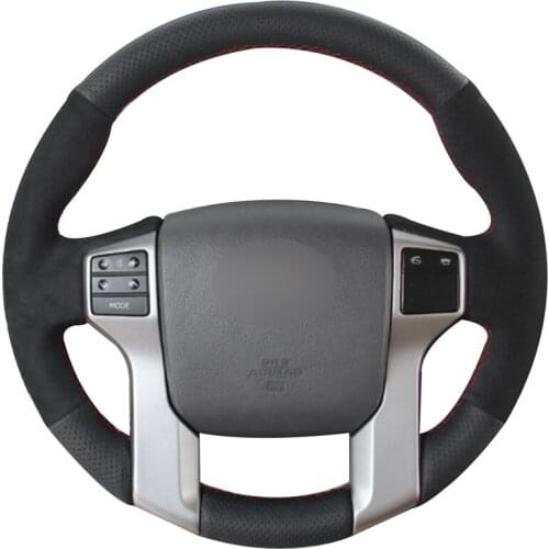 Black Synthetic Leather Black Suede Car Steering Wheel Cover for Toyota Land Cruiser Prado 2010-2015 Tundra 2013-2017